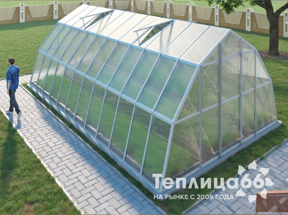 Теплица Рада Иткуль из поликарбоната, 4,5х8 метров, белая